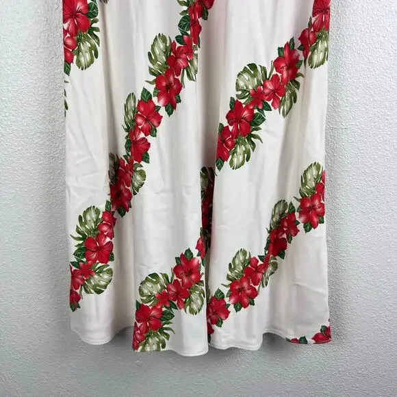 Hilo Hattie Cream Hawaiian Floral Silk Midi Dress Size L NWT - Picture 4 of 7